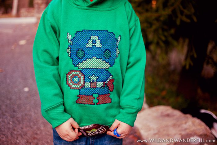 DIY Cross-Stitched Captain America Hoodie