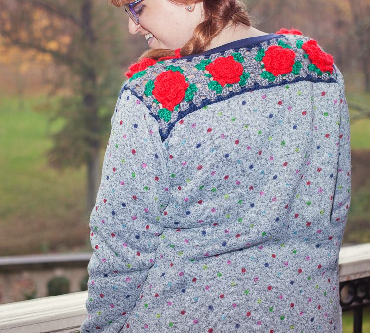 Sloane Sweater + Granny Square Roses = Love