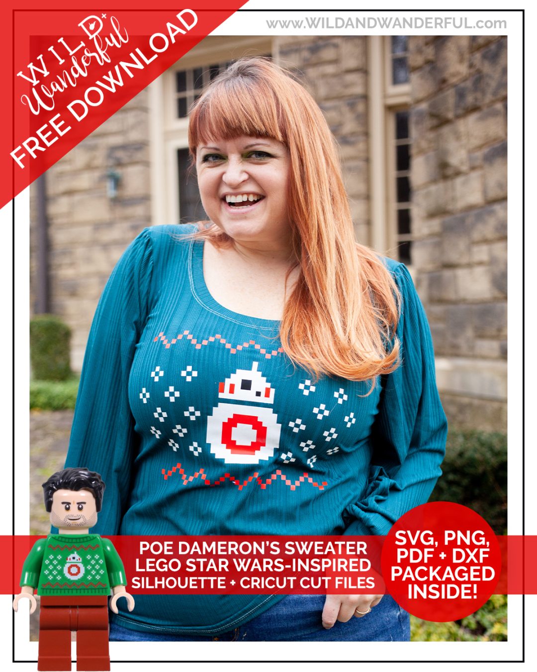 Poe’s BB-8 Sweater :: FREE Lego Star Wars Inspired Silhouette + Cricut Cut Files!