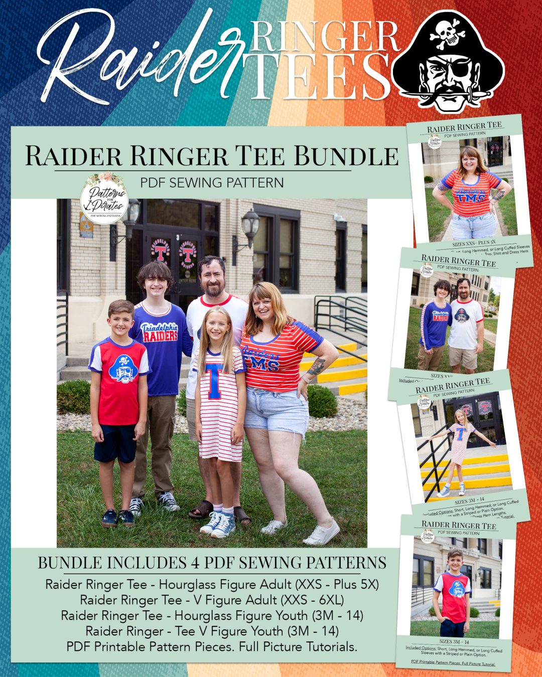 Rockin’ the Retro Vibes / The Raider Ringer Tees by Patterns for Pirates