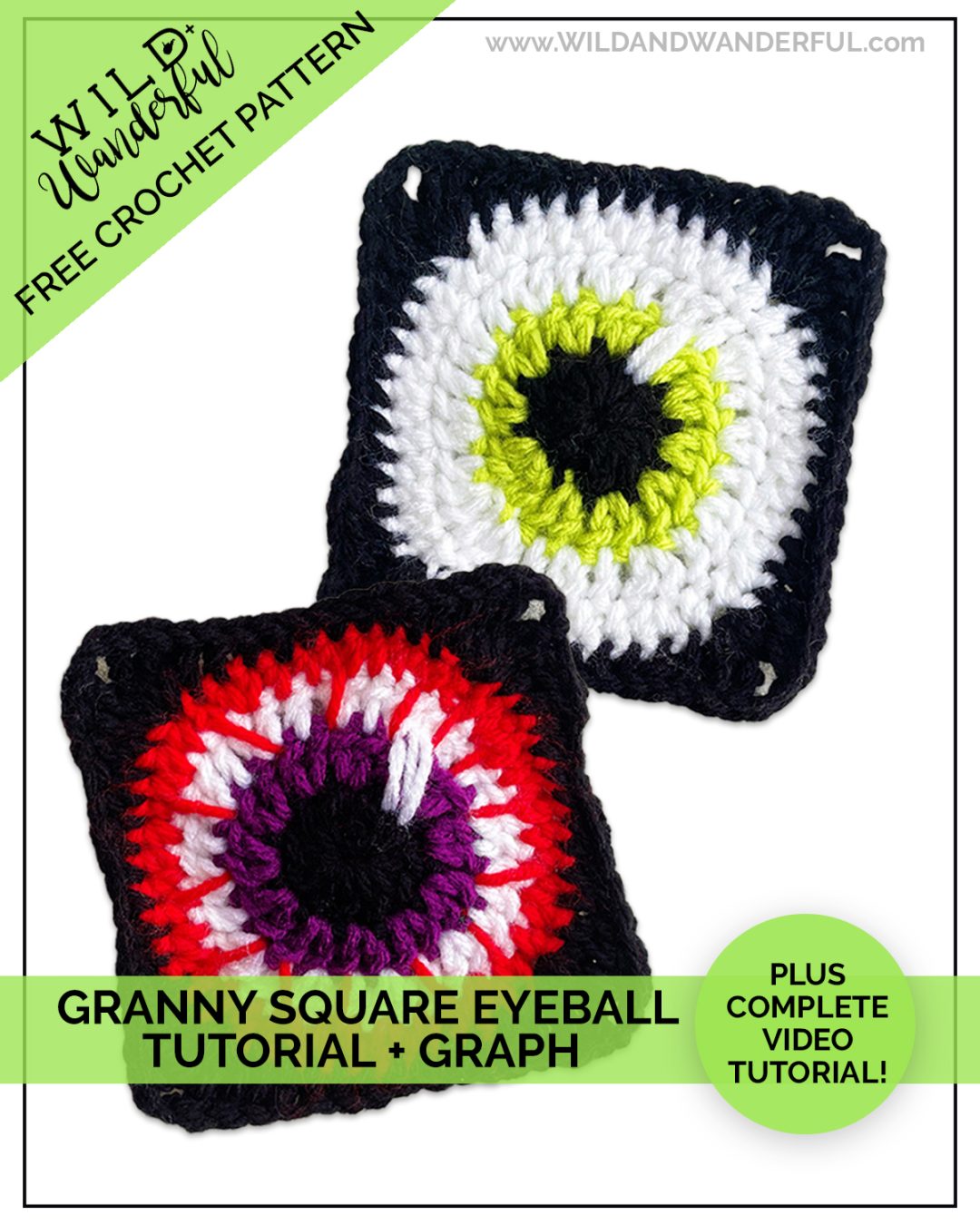 Free Granny Square Eyeball | Tutorial, Video + Graph!